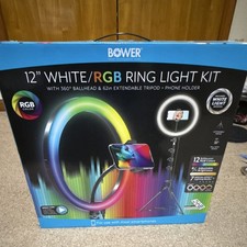 Bower 12" LED RGB Ring Light Kit, 360  Ball Head, 62in Tripod, Remote, USB