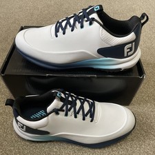 FootJoy Tour Rival Men’s Spiked Waterproof Golf Shoes White / Blue Size UK 11
