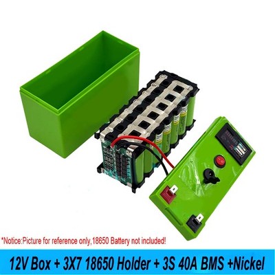 12V 3S7P Rechargeable Battery Box Holder 3S 40A BMS w/Voltage & Capacity Display