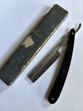 Vintage Shumate Tungsten Straight Razor, Black Handle Original Box - St Louis MO