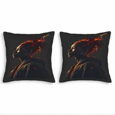Set of 2 Throw Pillow Covers 18x18in - Vibrant Fire Pattern Design for Couch Bed
