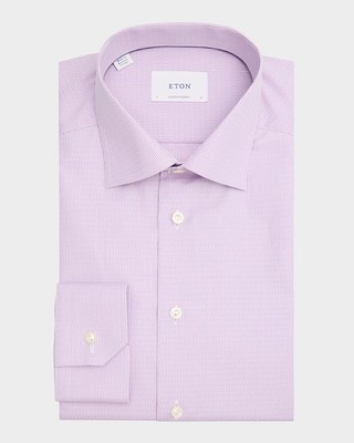 Eton Slim-Fit Dobby Contemporary Dress Shirt Men 17 43 Light Purple Long Sleeves