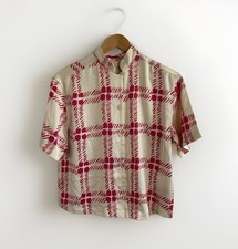 Marni x Uniqlo Blouse Womens XS Extra Small Ecru Pink Check Plaid Shirt