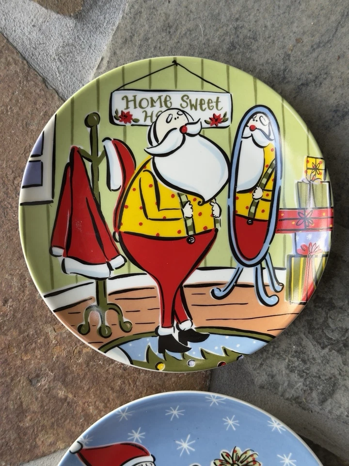 Platos aperitivos de porcelana vintage 2002 Ellen Crimi-Trent North Pole Pals Foto 2 de 4