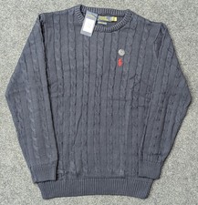Men's Polo Ralph Lauren cable knit Sweater Pullover Navy Blue Size XL
