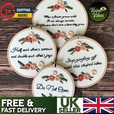 4 Sizes Round Bamboo Embroidery Hoop Set Circle Cross Stitch Hoops with Needles