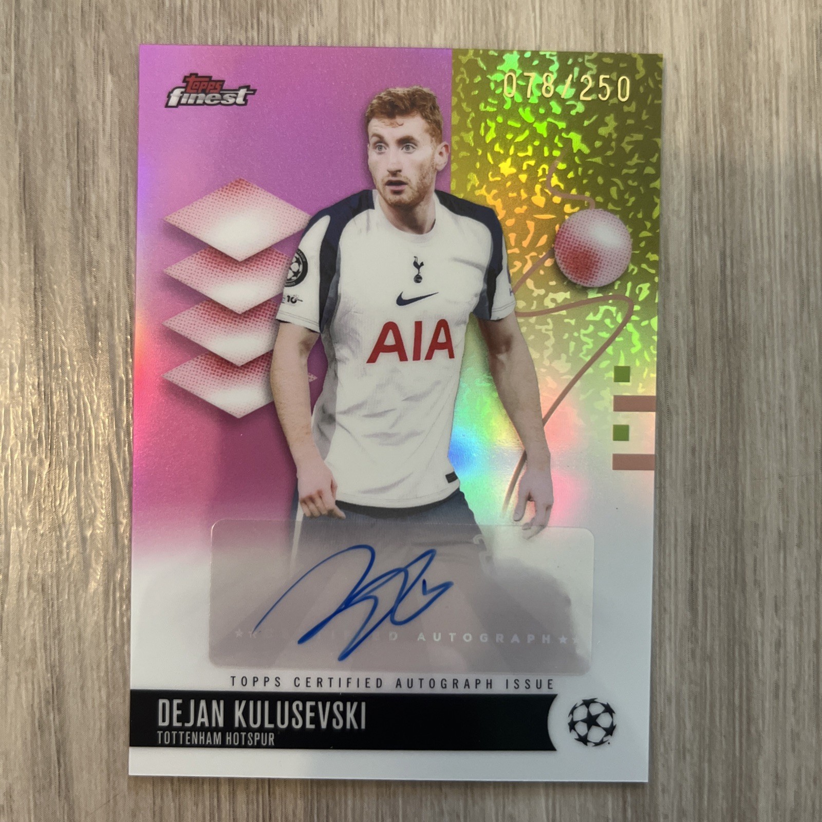 2025-26 Topps Finest UCC Dejan Kulusevski PINK AUTO /250 #BA-DJ