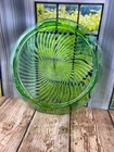 Green Depression Uranium Glass Cake Plate 9.5"