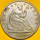 🔥1869 (XF) SEATED LIBERTY SILVER HALF DOLLAR COIN (Extra Fine) 795K Mintage