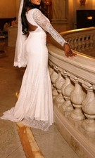 Elegant Long-Sleeve Lace Wedding Dress  Customized Bust   Includes Matching Veil