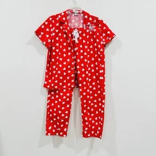 J.Crew Women’s Red / White Pajama Set Short Sleeve Heart Size M