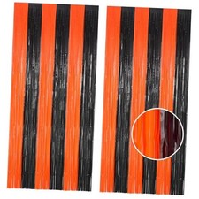 Tinsel Photo Backdrop Curtains - 2 Pack 3.2x8.2ft Foil Fringe Black Orange