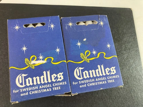 2 Boxes Vintage Candles Swedish Angel Chimes Christmas Tree Opened box unlit - product listing photo