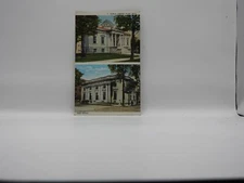 Postcard Public Library and Post Office Flint Michigan Curt Teich Old Car   G441