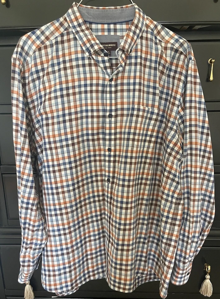 Johnston and Murphy Hombre Camisa de Vestir Abotonada 100% Algodón Talla 2 X Foto 2 de 4