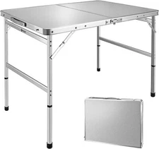 VILLEY Folding Outdoor Camping Table Aluminum Portable Lightweight Table