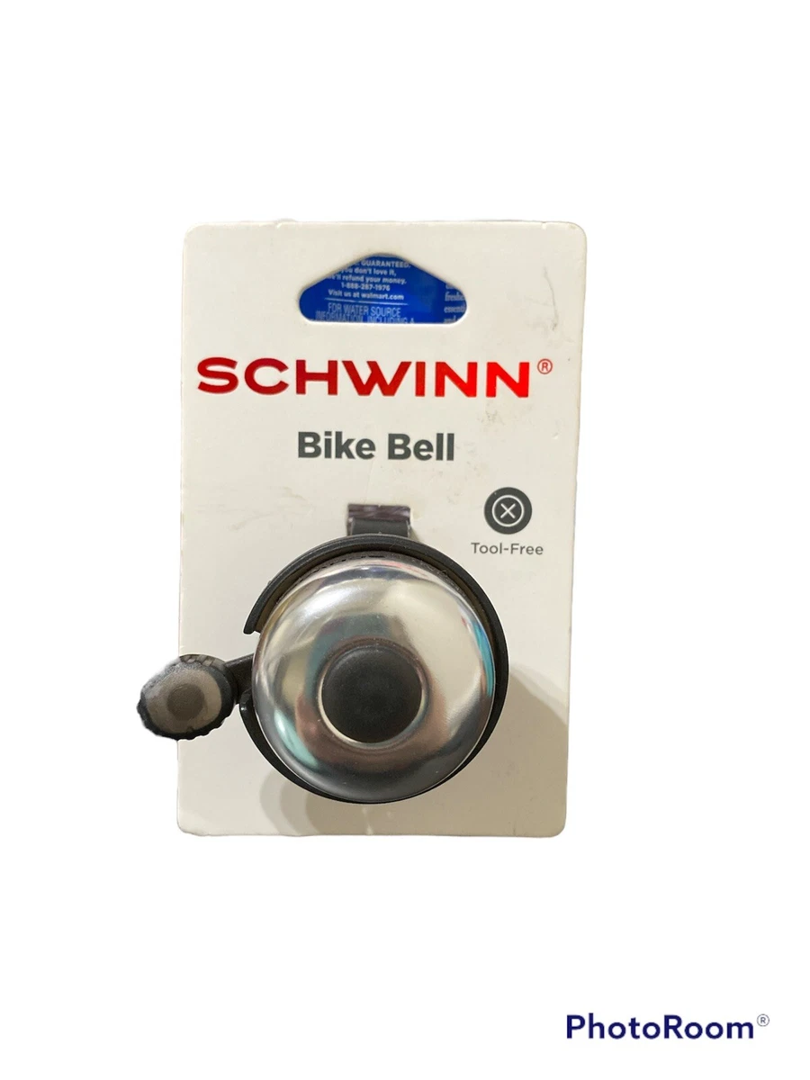 Schwinn Universal Bike Bell Chrome Black New No Tools Required to Install