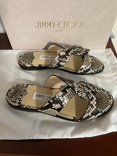 Jimmy Choo Atia Snake-Print Flat Slide Sandals, 6/36 - Picture 3 of 11