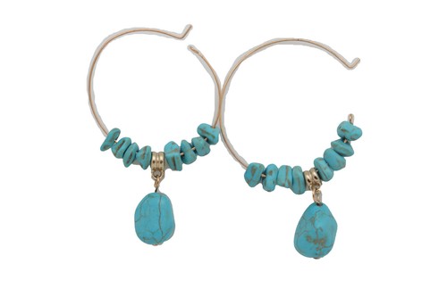 Damen Gold Metall Creolen Set Freizeit Tag Kleidung Schmuck Türkis Blau Perlen - Bild 8 von 12