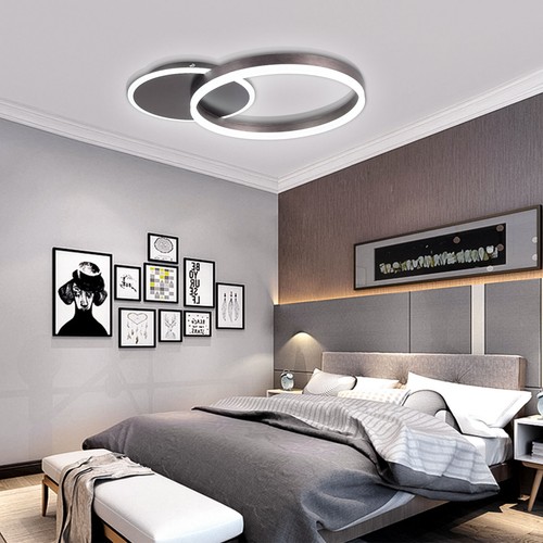 Modern Flush Mount LED Ceiling Light Dimmable Ceiling Lamp Chandelier w/ Remote