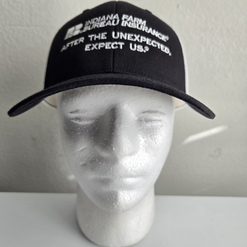 INDIANA FARM BUREAU Insurance Baseball Hat Cap Black White Trucker Mesh Back - Picture 2 of 8