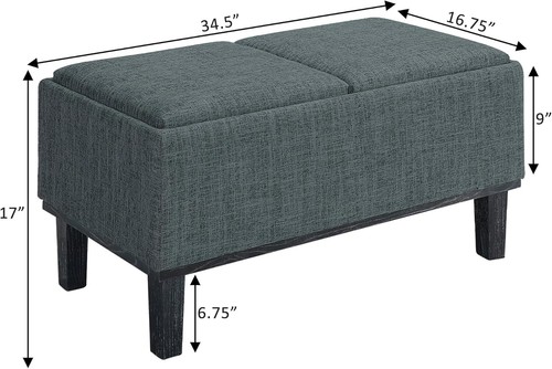 Compact Gray Ottoman with Reversible Trays & Storage - Perfect for Modern Homes - Picture 5 of 10