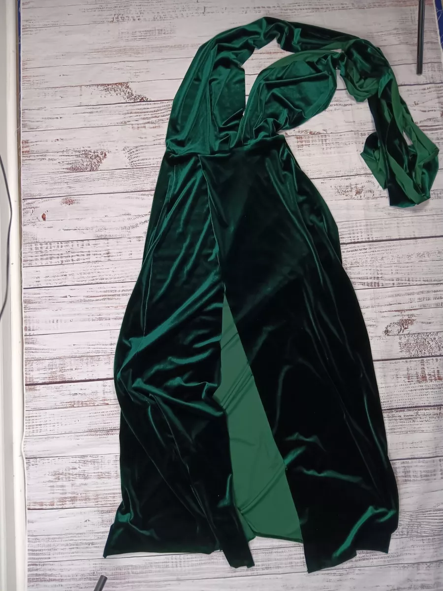 Forest green top velvet maxi dress