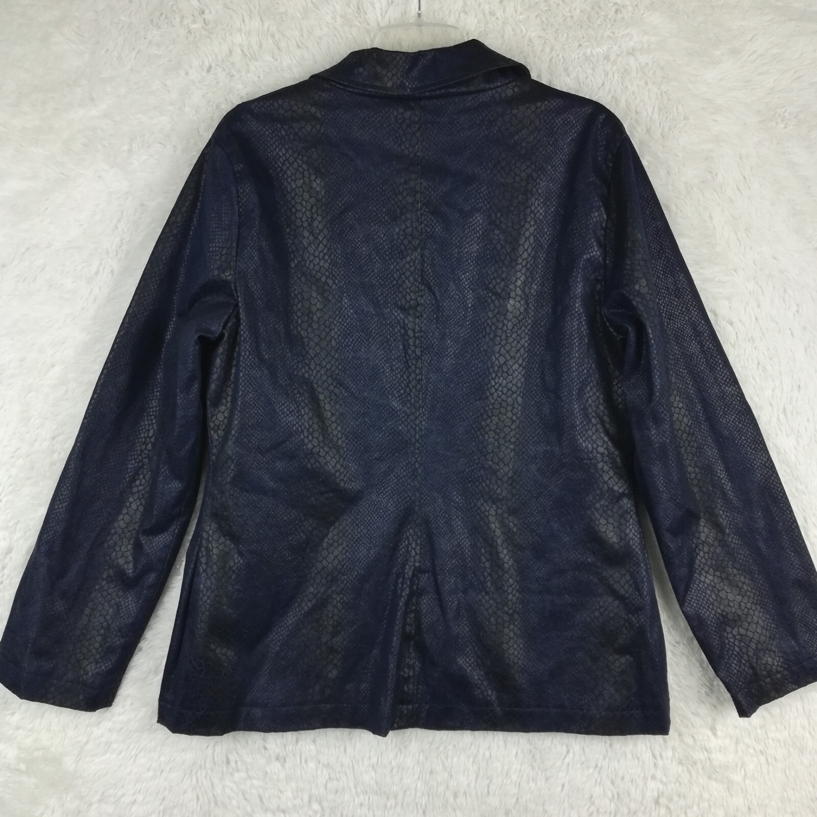 Ameri Mode Womens Jacket Snakeskin Blue Black Zip… - image 2