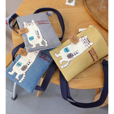 Canvas Bag Japanese Body Bag Japan Kusuguru Neko Cat Canvas Mobile