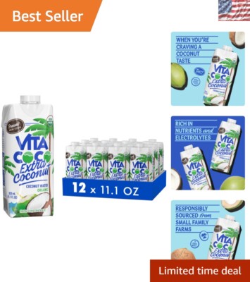 Natural Electrolyte Coconut Water - 12 Organic Packs with Extra Flavor Enjoyment