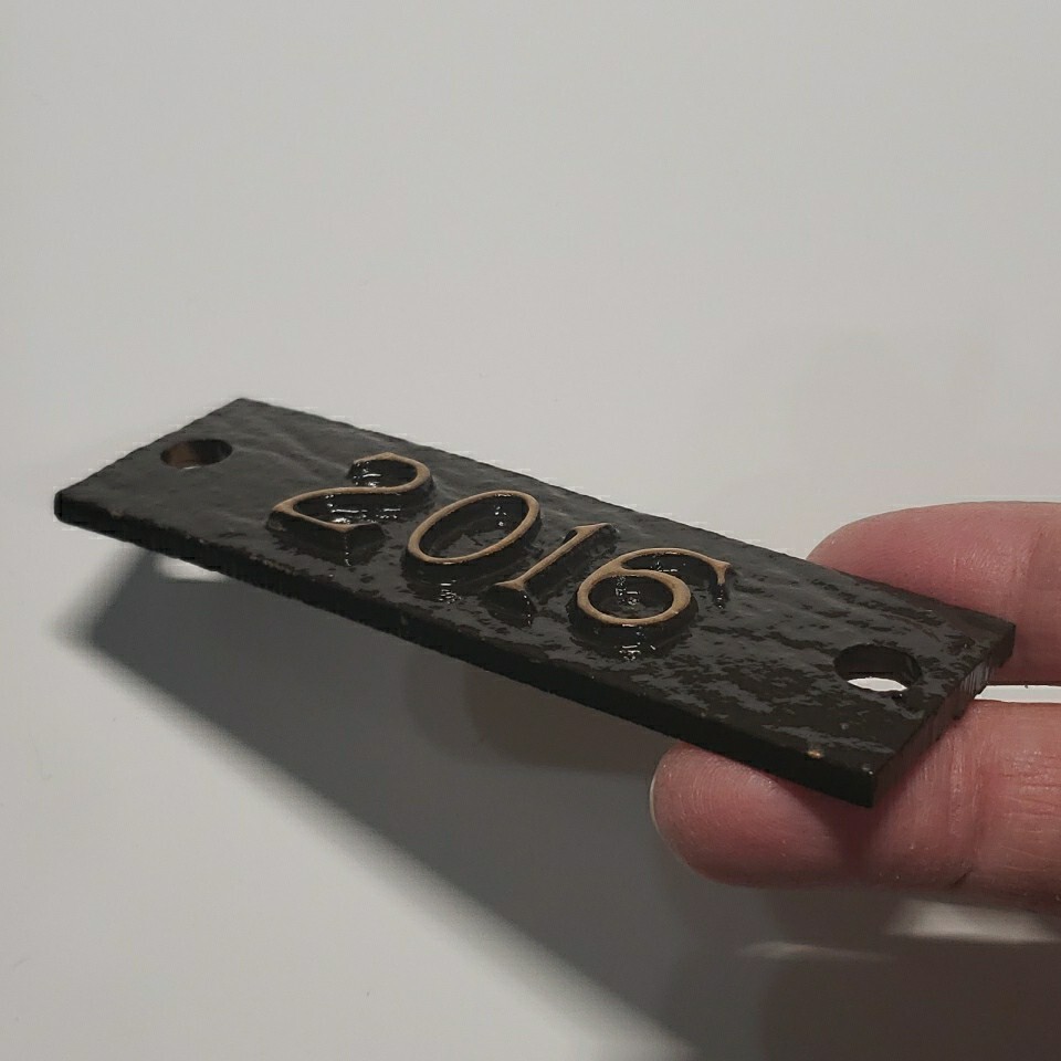 2016 Headstone Monument Date Plate Cast Bronze 11/4" x 4" Replacemt Yr