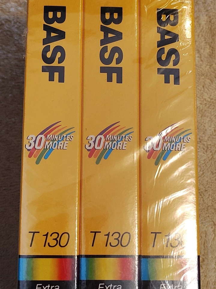3 Factory Sealed BASF T130 6 1/2 Hour Extra Quality Blank VHS Tapes NEW - Image 4 of 4