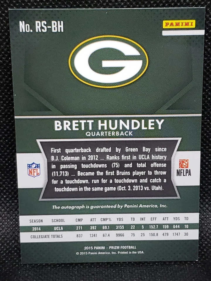 2015 Panini Prizm Football Brett Hundley Autographed Rookie! - Image 2 of 2