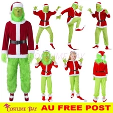 9pcs The Grinch Stole Christmas Xmas Costume Suit with Head Mask Cosplay Outfits