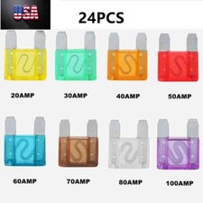 24 PCS Pack Fuses MAXI Large Blade Fuse 20A 30A 40A 50A 60A 70A 80A 100A Kit