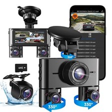 360 Dash Cam Front and Rear Inside, 4 Channel Dash Camera for Cars FHD 1080Px...