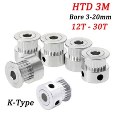 HTD 3M Timing Belt Pulley K-Type 12T-30T Bore 3-20mm For 10/15mm Wide Belt, CNC