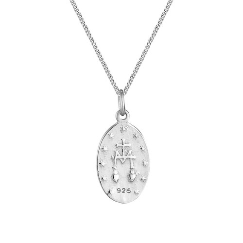 Ciondolo medaglia miracolosa reversibile in argento sterling - 14 pollici - Foto 2 di 5