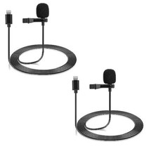 2 Pack Professional Lavalier Microphone for iPhone Recording / Video