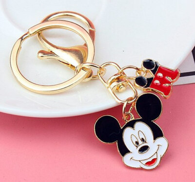 Disney MICKEY MOUSE Gold-tone Charm KEYCHAIN Key Chain Key Ring