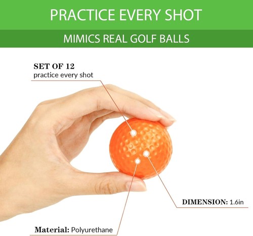 40 Pack Foam Golf Practice Balls - Realistic Feel and Limited Flight Training - Picture 2 of 7