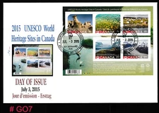 CANADA 2015 Recalled Unesco  (Hoodoo)  FDC -Scott 2844 -Souvenir Sheet -  # GO7