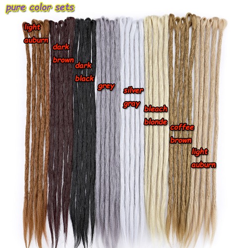 Single Ended Dreadlock Extensions Synthetic 20/24in Handmade Crochet Hippie Locs - Picture 11 of 36