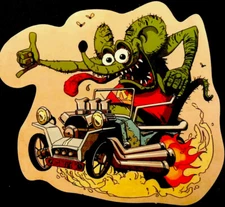 RAT FINK STICKER “HANG LOOSE HOT ROD”3 1/2“ X 4” UV COATED VERY COOL!!!
