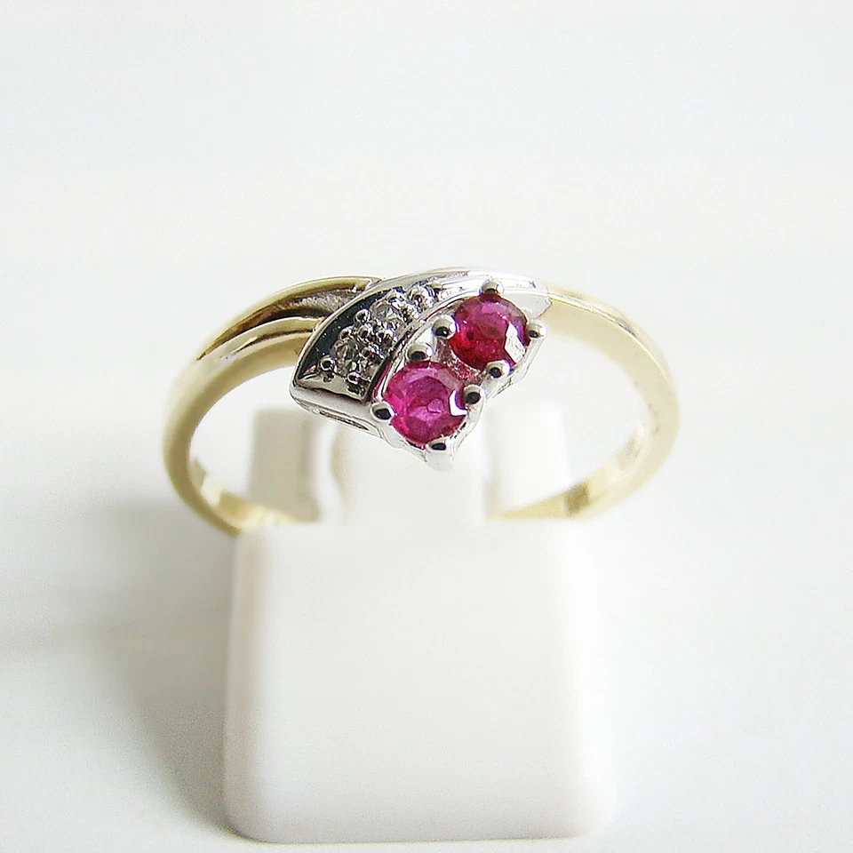 Ring Gold 585er Diamant Rubin 14 kt. Goldschmuck Bicolor Edelstein Damen - Bild 3 von 4