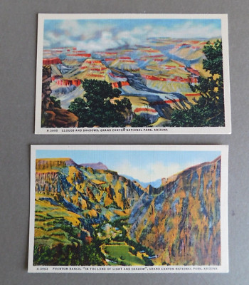 2 Linen Postcards - Phantom Ranch / Grand Canyon National Park  - Arizona