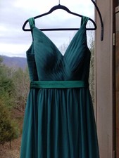 Azazie Leanna 14 Bez rękawów z plisowanym gorsetem Ciemnozielony ... WŁAŚNIE PRZECENIONY!