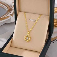Damen Halskette Zirkon AnhäNger Kette Gold Edelstahl Frauen Geschenk Stern