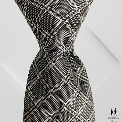 YSL Yves Saint Laurent Cravate à carreaux soldes Jacquard Glen Check Long 60 x 3