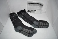 OutdoorMaster Merino  Ski Socks, 2 Pairs, Over Calf Compression, Gray, NWT